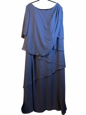 Wear Your Love Slate Blue Layered Chiffon Formal Dress Size 28 NWT #232